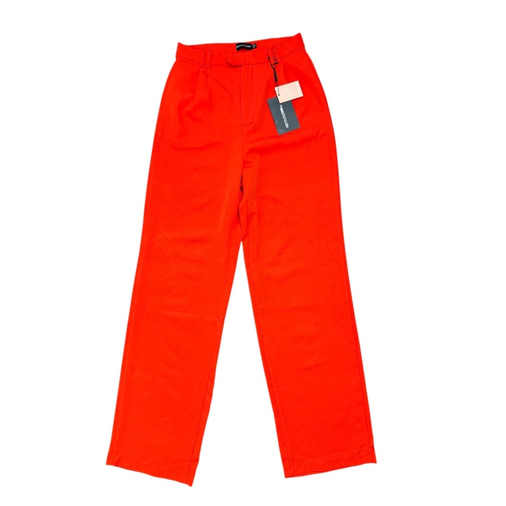 PrettyLittleThing Tall Red Orange High Waisted Tailored Trousers Size US 8 NWT